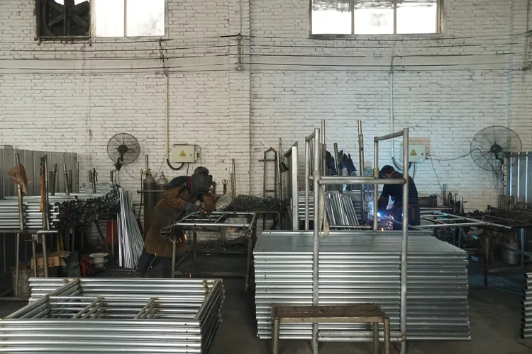 Ladder scaffolding factory scene